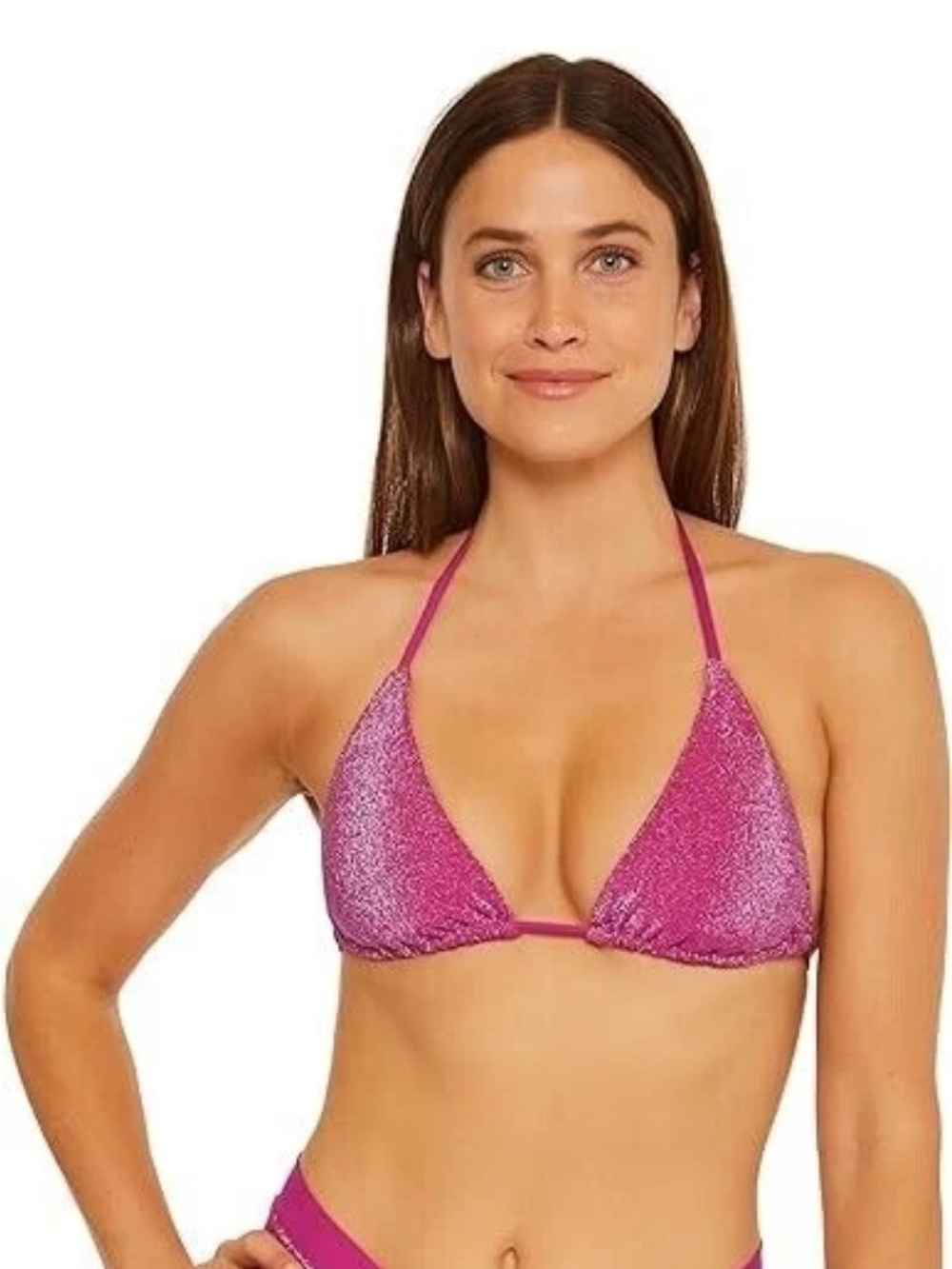 Trina Turk Shimmer Fuchsia Triangle & String Bikini set